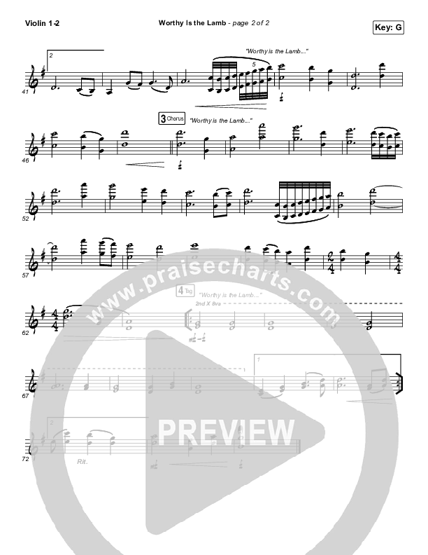 Worthy Is The Lamb Violin 1/2 (Hillsong Worship)