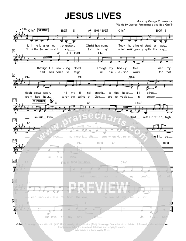 Jesus Lives Lead Sheet (Sovereign Grace)