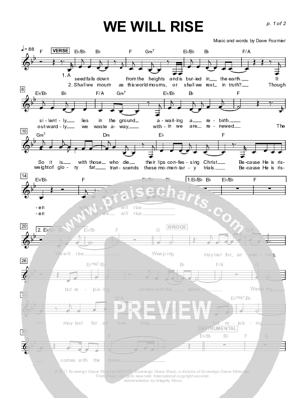 We Will Rise Lead Sheet (Sovereign Grace)