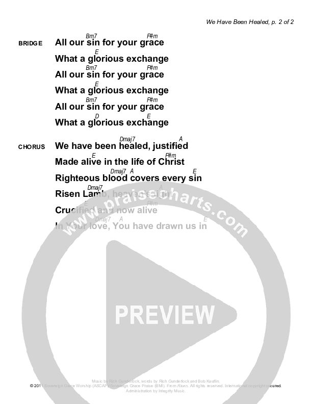 We Have Been Healed Chords & Lyrics (Sovereign Grace)