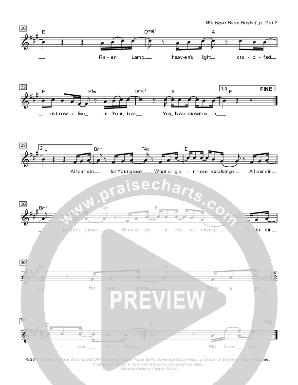 We Have Been Healed Lead Sheet (Sovereign Grace)