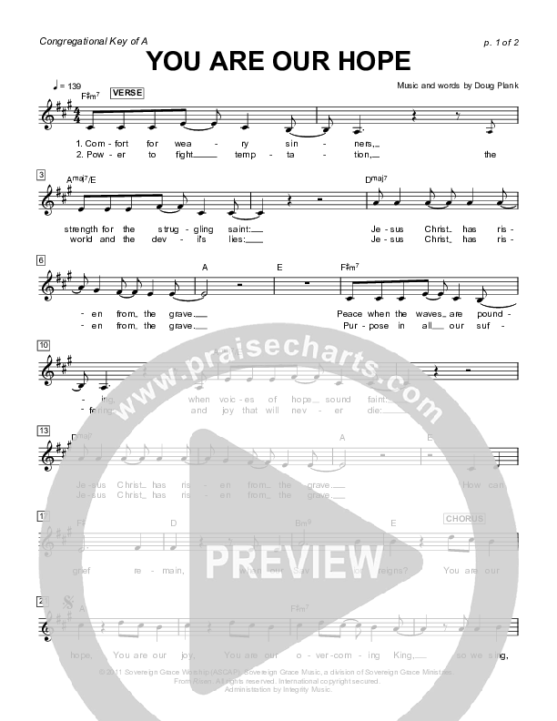 You Are Our Hope Lead Sheet (Sovereign Grace)