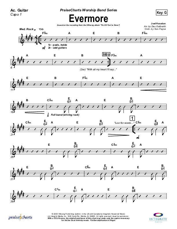 Evermore Acoustic Guitar (Capo 1) (Hillsong Worship)