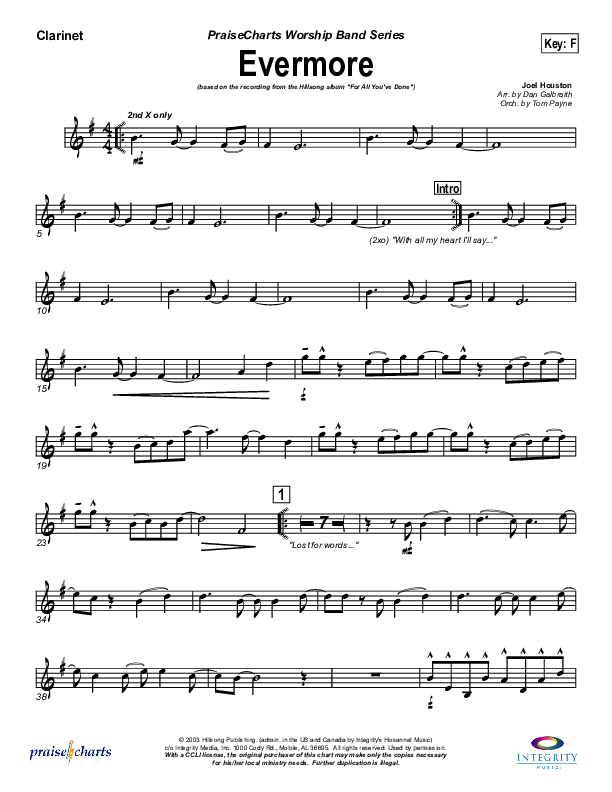 Evermore Clarinet (Hillsong Worship)
