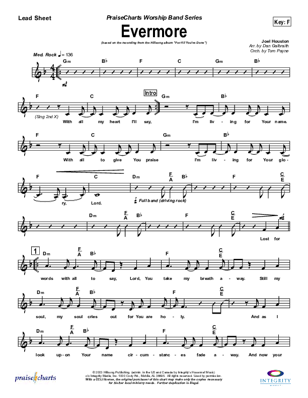Evermore Lead Sheet (SAT) (Hillsong Worship)