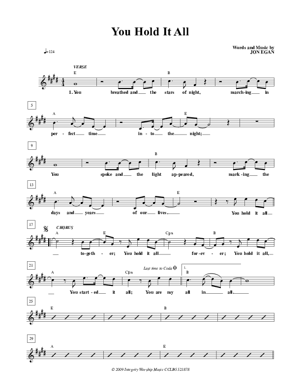 You Hold It All Lead Sheet (New Life Worship)