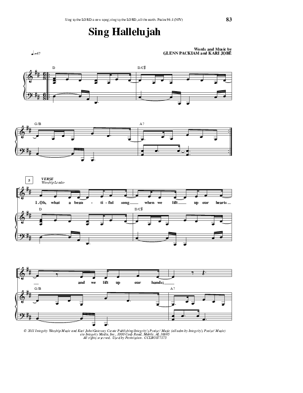 Sing Hallelujah Piano/Vocal (New Life Worship)
