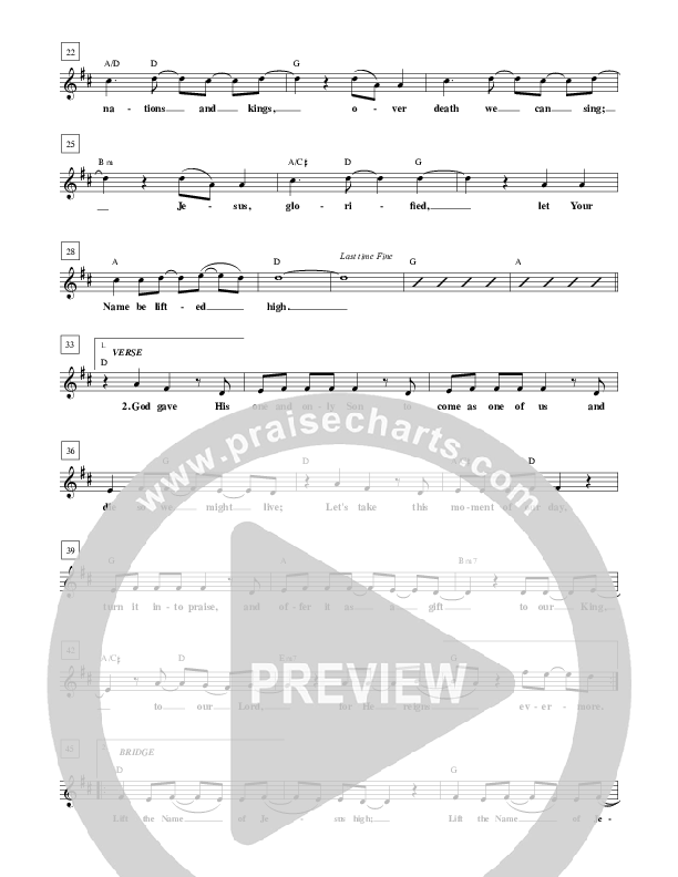 Lift The Name Lead Sheet (New Life Worship)