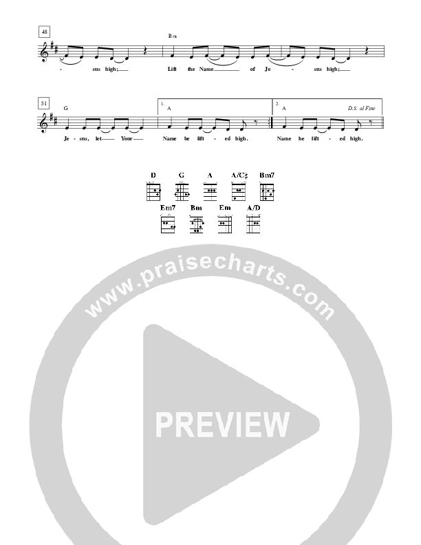 Lift The Name Lead Sheet (New Life Worship)