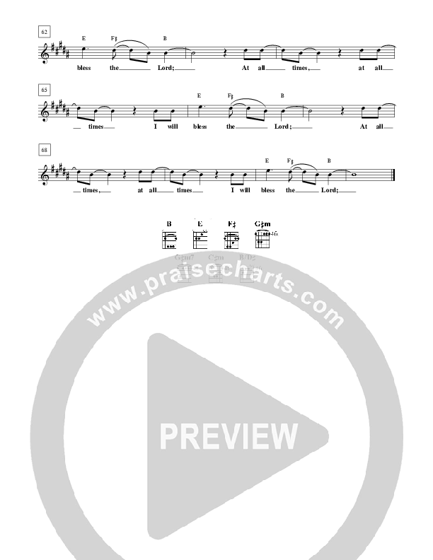 Bless The Lord Lead Sheet (New Life Worship)
