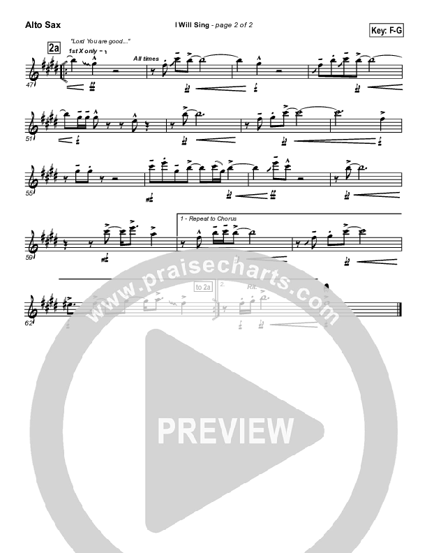 I Will Sing Alto Sax (Lakewood Church)