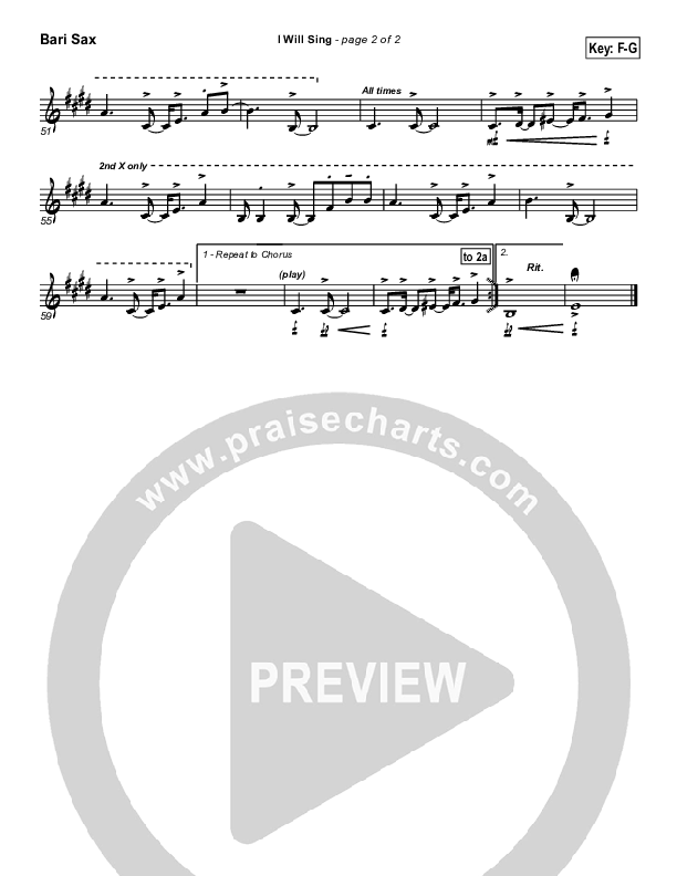 I Will Sing Bari Sax (Lakewood Church)