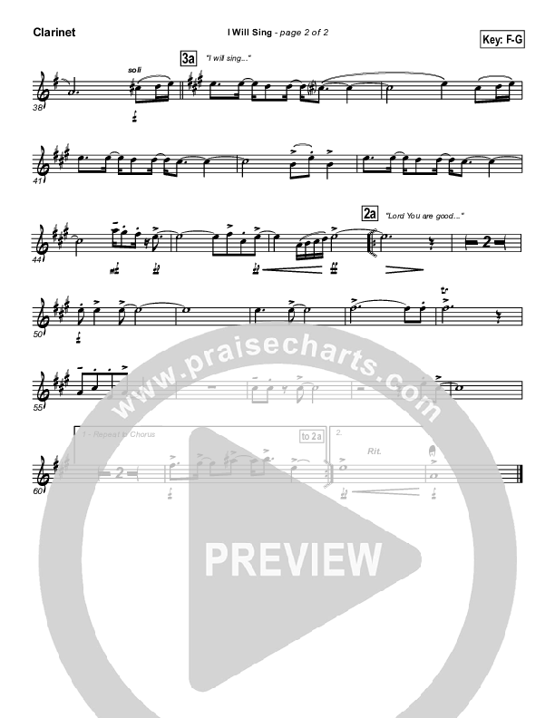 I Will Sing Clarinet (Lakewood Church)