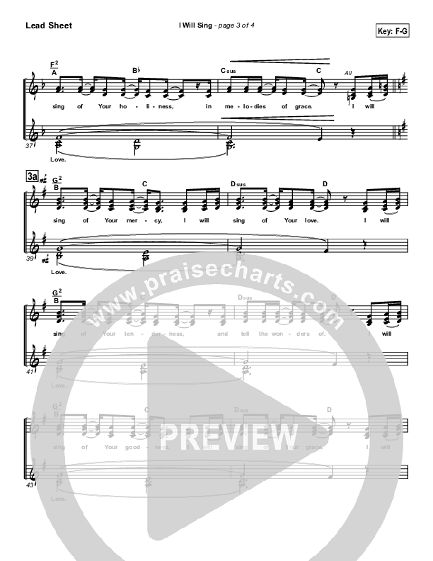 I Will Sing Lead Sheet (Lakewood Church)