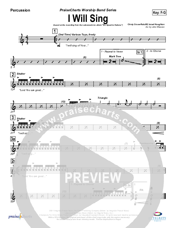 I Will Sing Percussion (Lakewood Church)