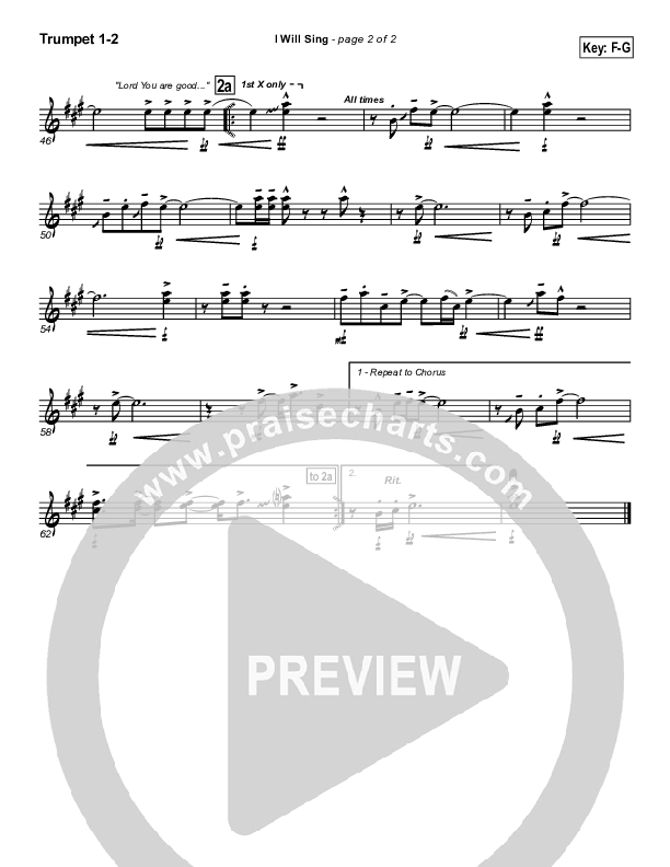 I Will Sing Trumpet 1,2 (Lakewood Church)