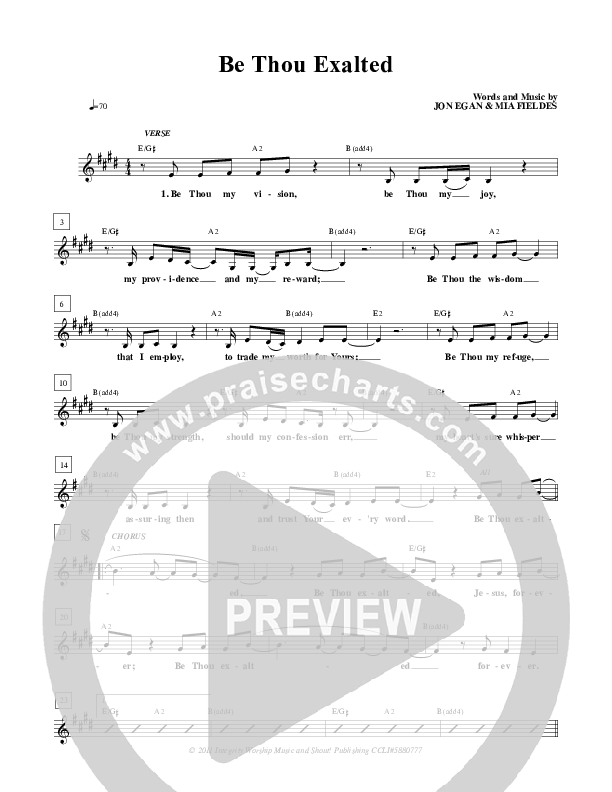 Be Thou Exalted Lead Sheet (New Life Worship)