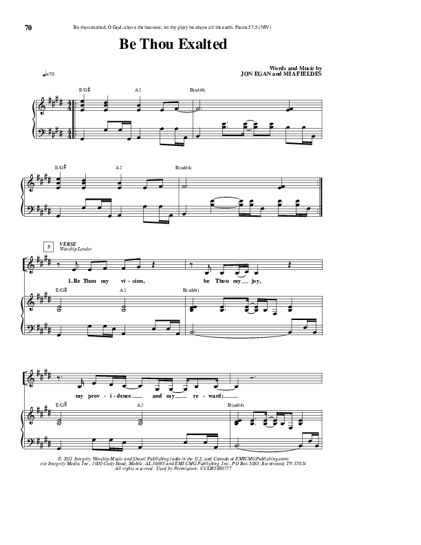 Be Thou Exalted Lead Sheet (New Life Worship)
