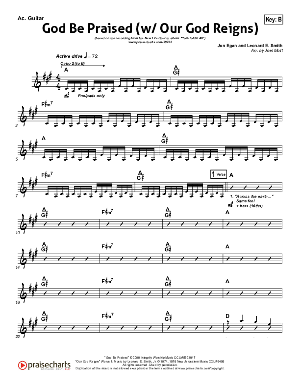 God Be Praised (with Our God Reigns) Acoustic Guitar (New Life Worship)