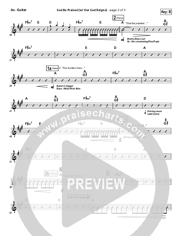 God Be Praised (with Our God Reigns) Acoustic Guitar (New Life Worship)