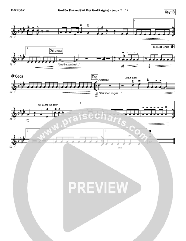 God Be Praised (with Our God Reigns) Bari Sax (New Life Worship)