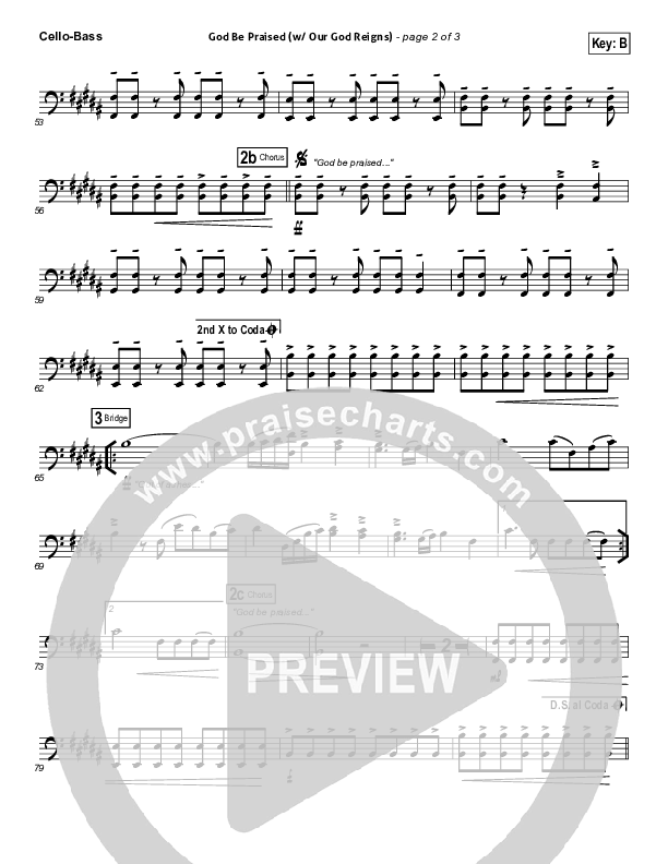 God Be Praised (with Our God Reigns) Cello/Bass (New Life Worship)