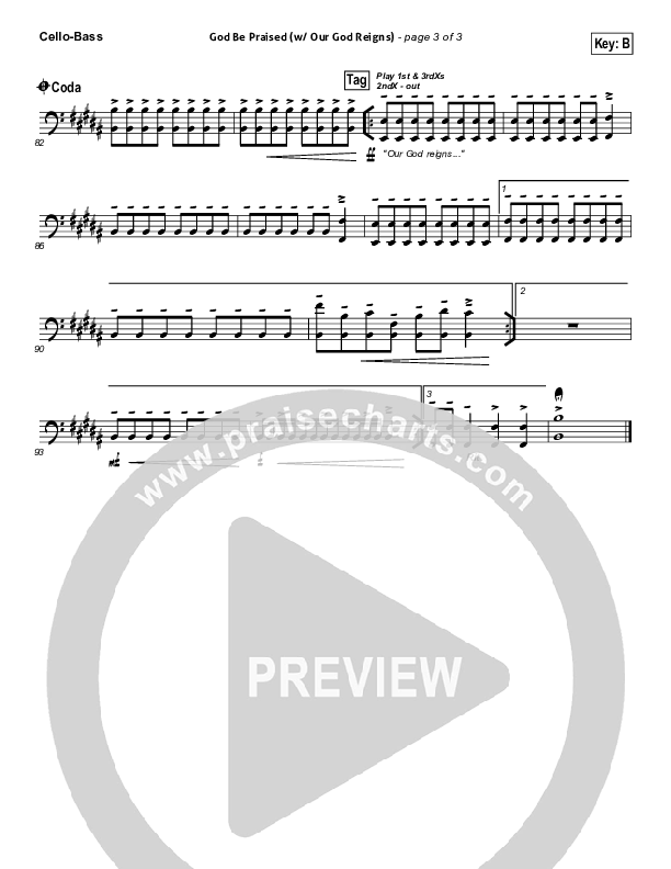God Be Praised (with Our God Reigns) Cello/Bass (New Life Worship)