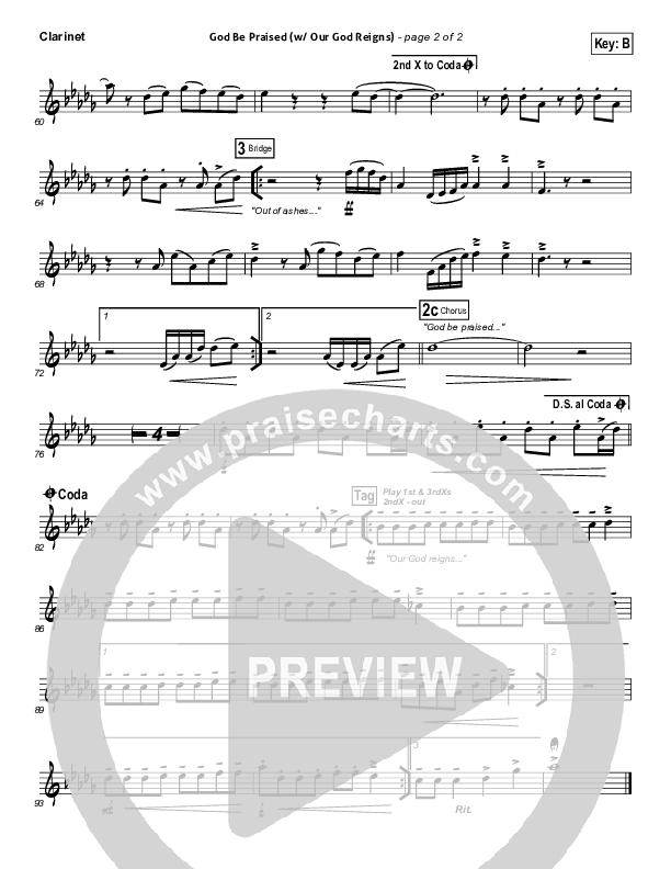God Be Praised (with Our God Reigns) Clarinet (New Life Worship)