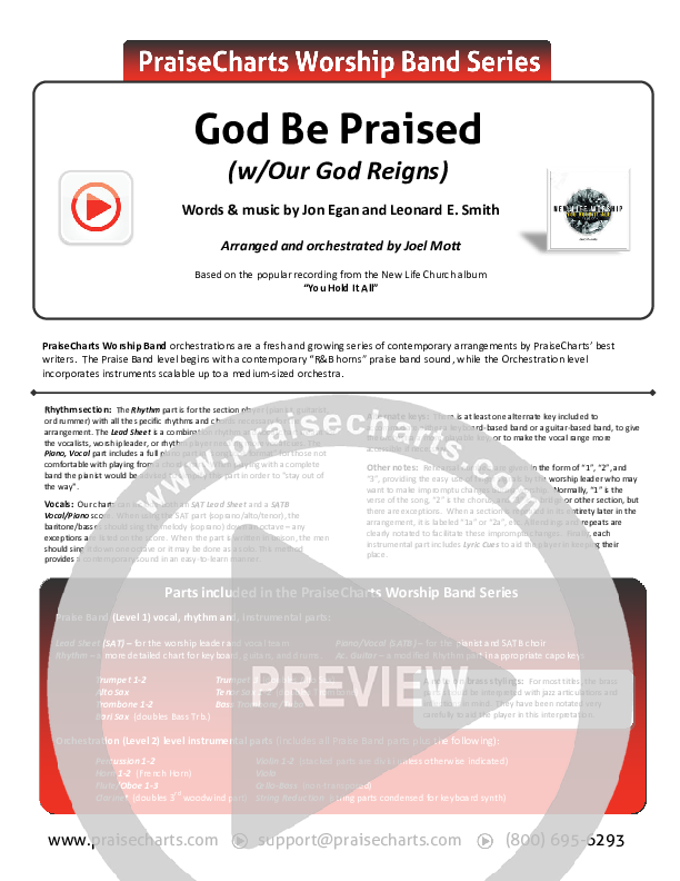 God Be Praised (with Our God Reigns) Cover Sheet (New Life Worship)