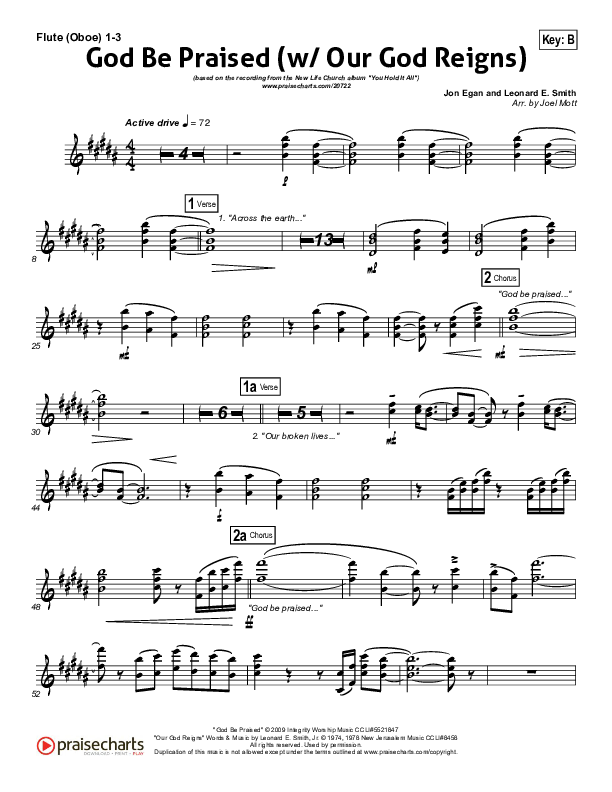 God Be Praised (with Our God Reigns) Flute/Oboe 1/2/3 (New Life Worship)