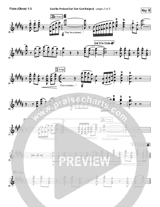 God Be Praised (with Our God Reigns) Flute/Oboe 1/2/3 (New Life Worship)