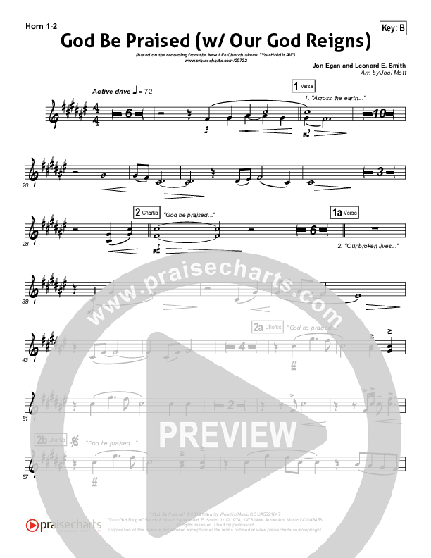 God Be Praised (with Our God Reigns) French Horn 1/2 (New Life Worship)