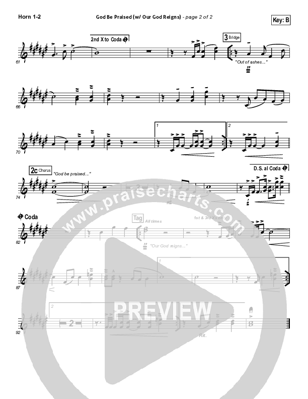 God Be Praised (with Our God Reigns) French Horn 1/2 (New Life Worship)