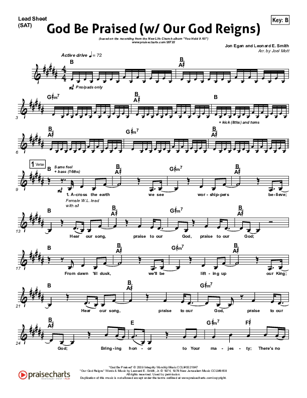 God Be Praised (with Our God Reigns) Lead Sheet (SAT) (New Life Worship)