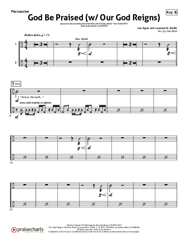God Be Praised (with Our God Reigns) Percussion (New Life Worship)