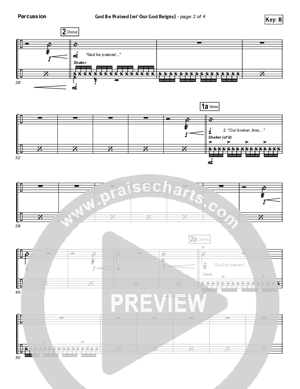 God Be Praised (with Our God Reigns) Percussion (New Life Worship)