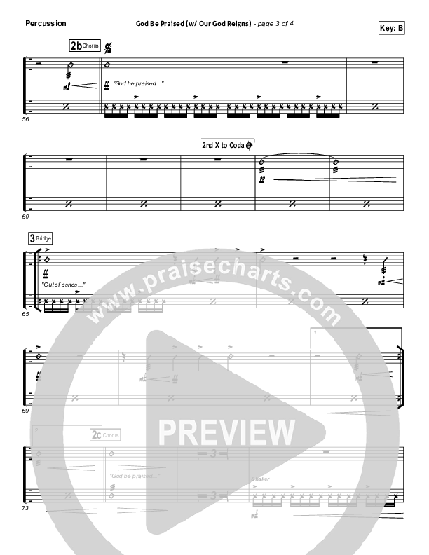 God Be Praised (with Our God Reigns) Percussion (New Life Worship)