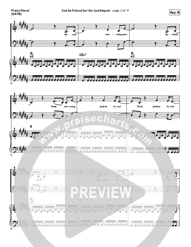 God Be Praised (with Our God Reigns) Piano/Vocal (SATB) (New Life Worship)