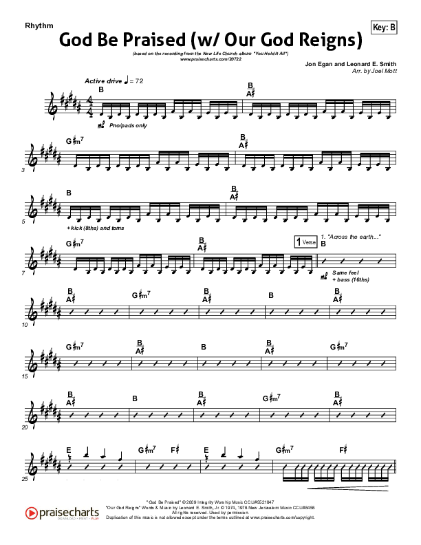 God Be Praised (with Our God Reigns) Rhythm Chart (New Life Worship)
