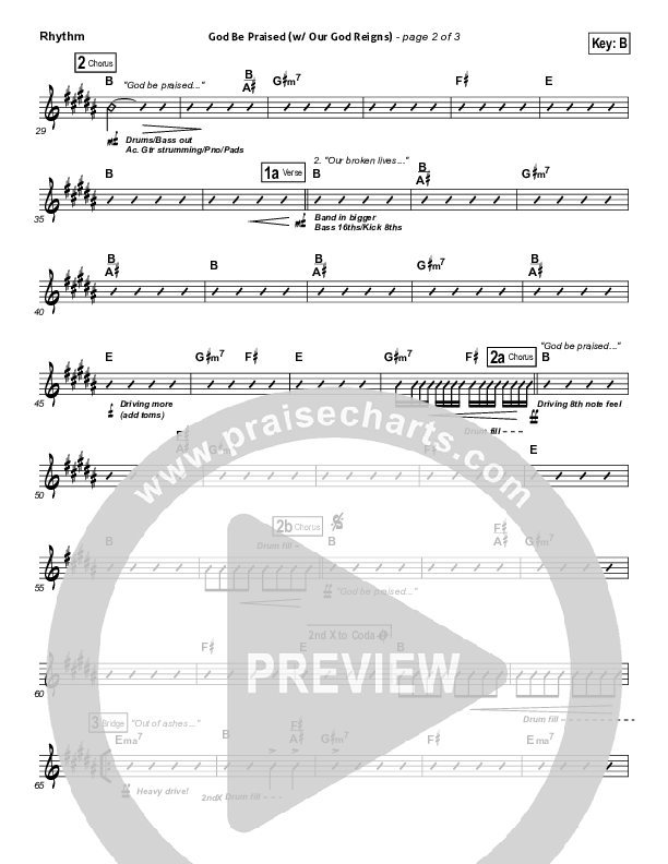 God Be Praised (with Our God Reigns) Rhythm Chart (New Life Worship)