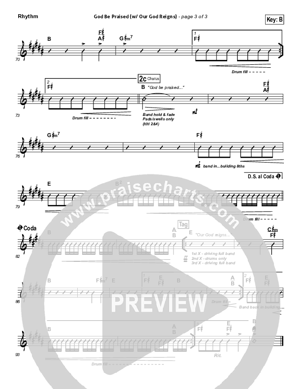 God Be Praised (with Our God Reigns) Rhythm Chart (New Life Worship)