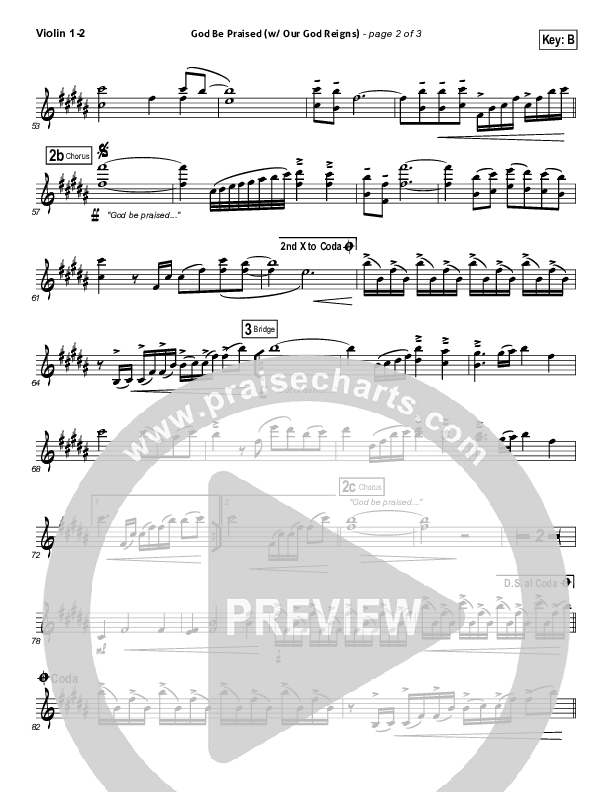 God Be Praised (with Our God Reigns) Violin 1/2 (New Life Worship)
