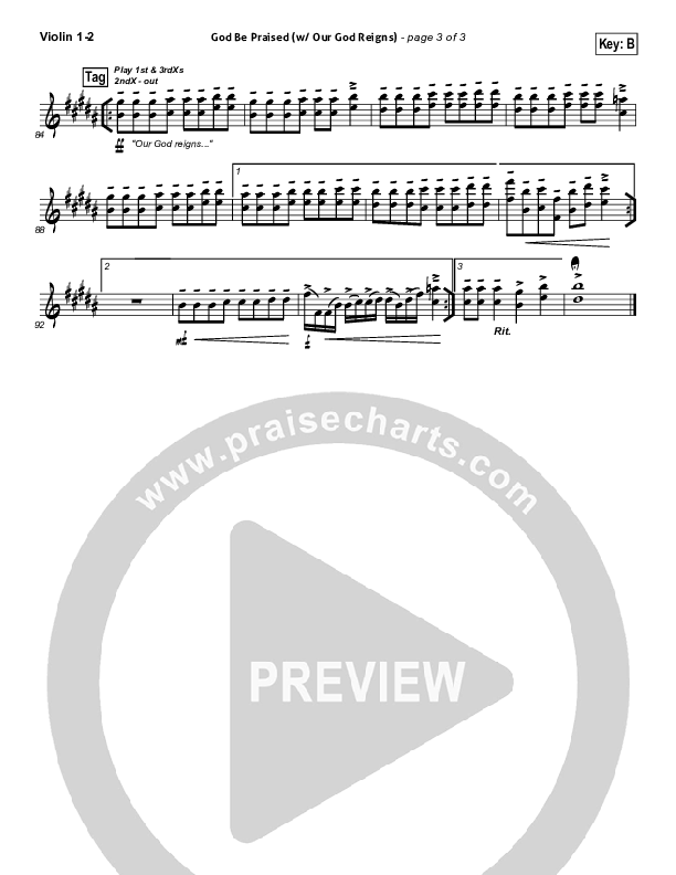 God Be Praised (with Our God Reigns) Violin 1/2 (New Life Worship)
