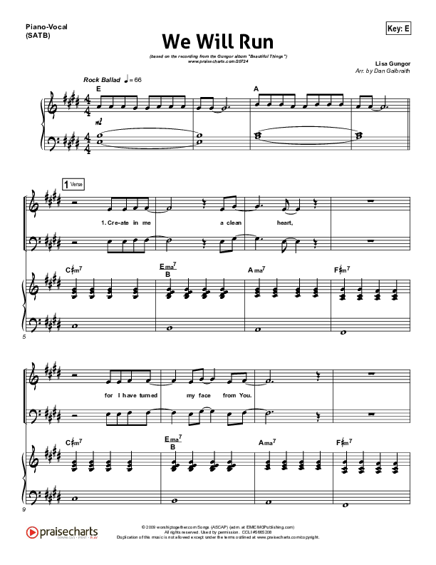 We Will Run Piano/Vocal (SATB) (Gungor)