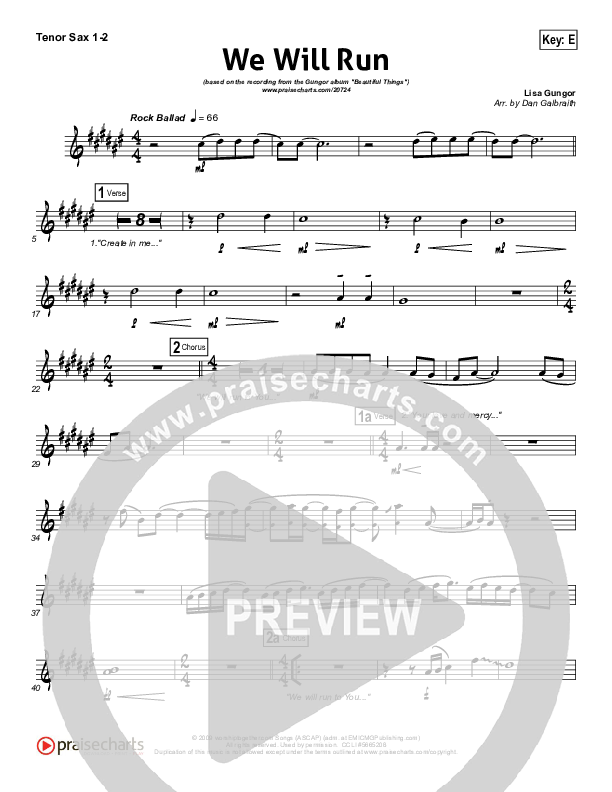 We Will Run Tenor Sax 1/2 (Gungor)