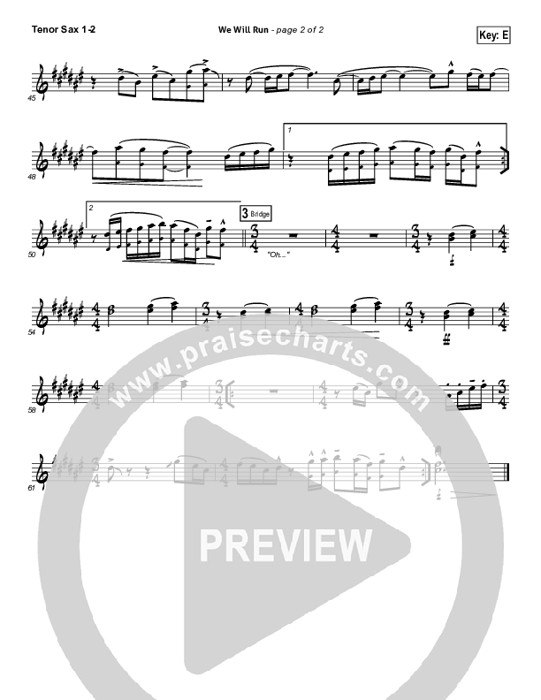 We Will Run Tenor Sax 1/2 (Gungor)