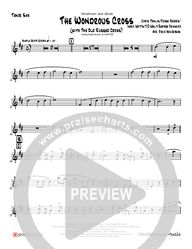 The Wonderful Cross (with The Old Rugged Cross) (Instrumental) Tenor Sax 2 (Brad Henderson)