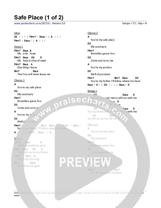 Safe Place Chord Chart (Heather Land)