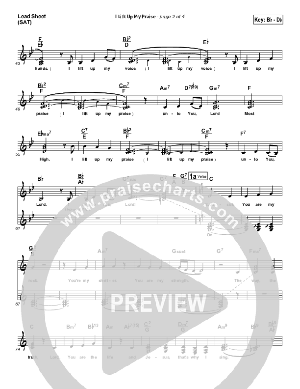 I Lift Up My Praise Lead Sheet (Susan Quintyne)