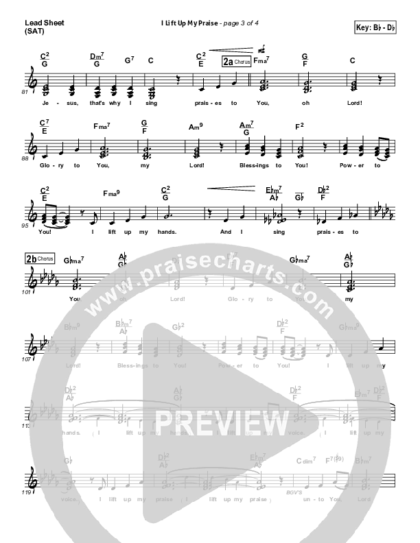 I Lift Up My Praise Lead Sheet (Susan Quintyne)